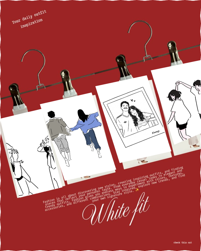 White outfit check photo collage